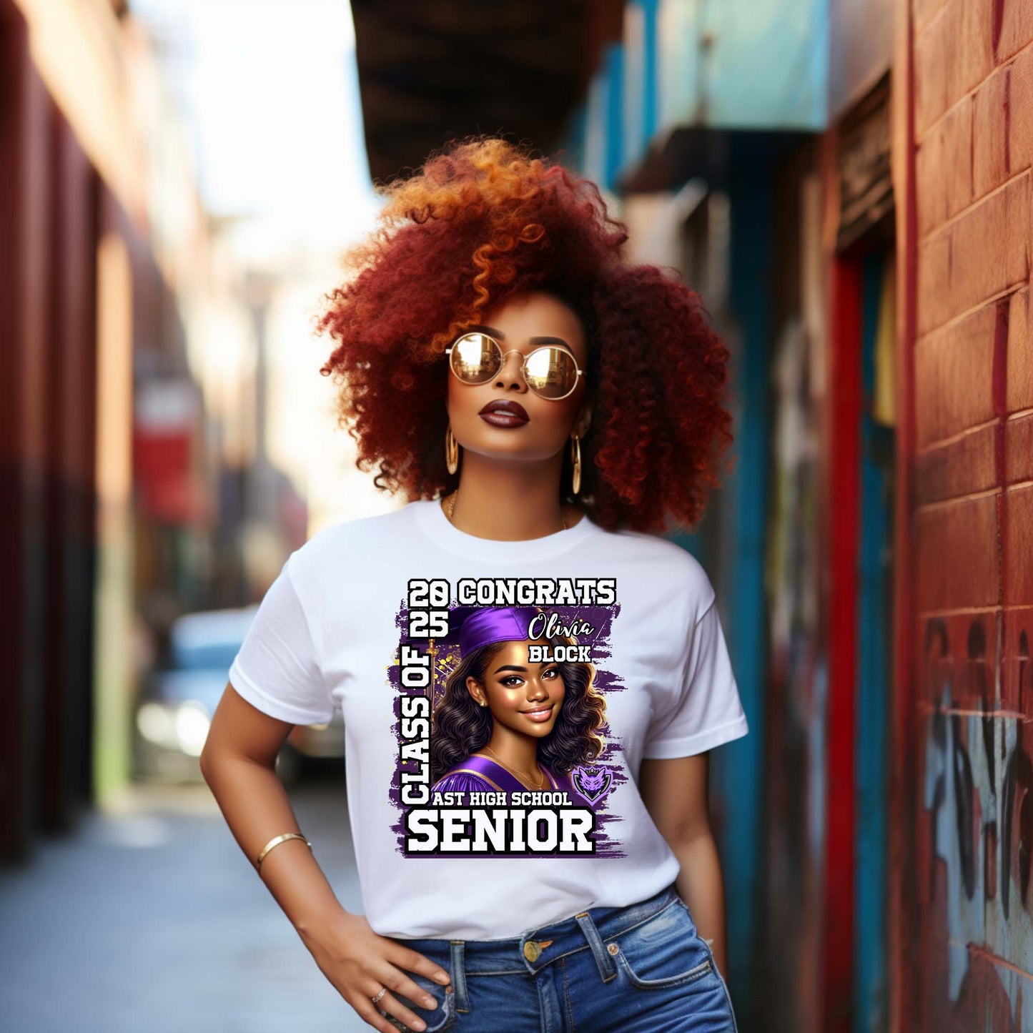 Purple and Gold Personalized Graduation T-Shirt - Class of 2025