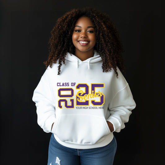 Class of 2025 Senior Hoodie Design with Custom High School Name