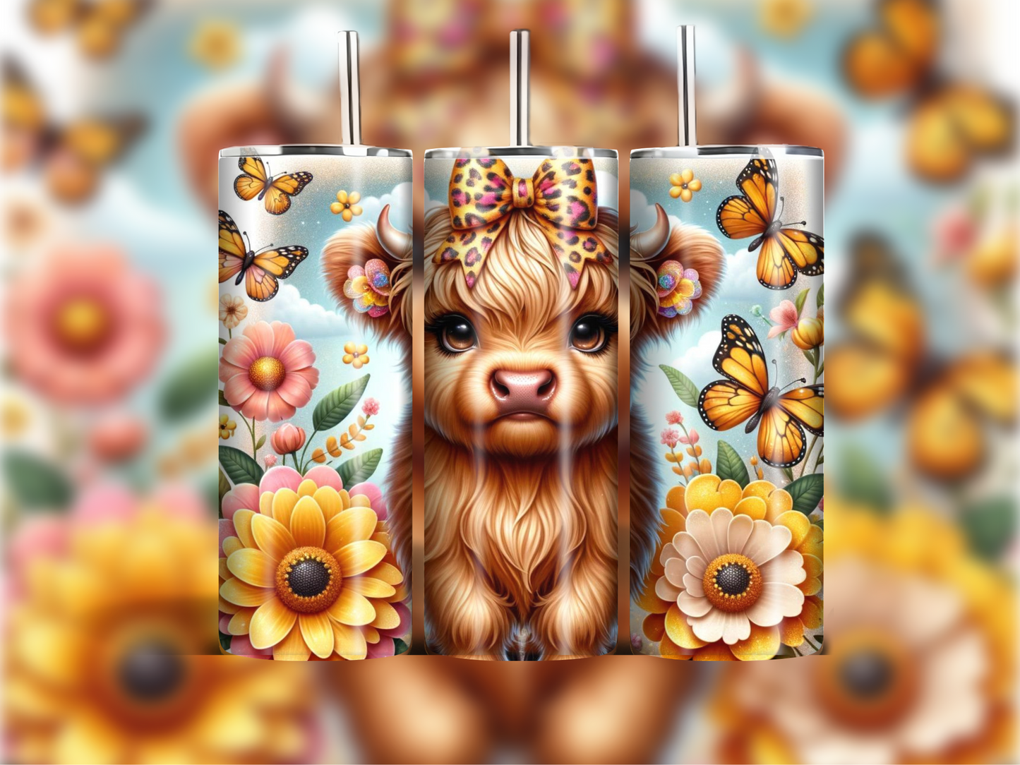 20 oz Stainless Steel Highland Cow Tumblers