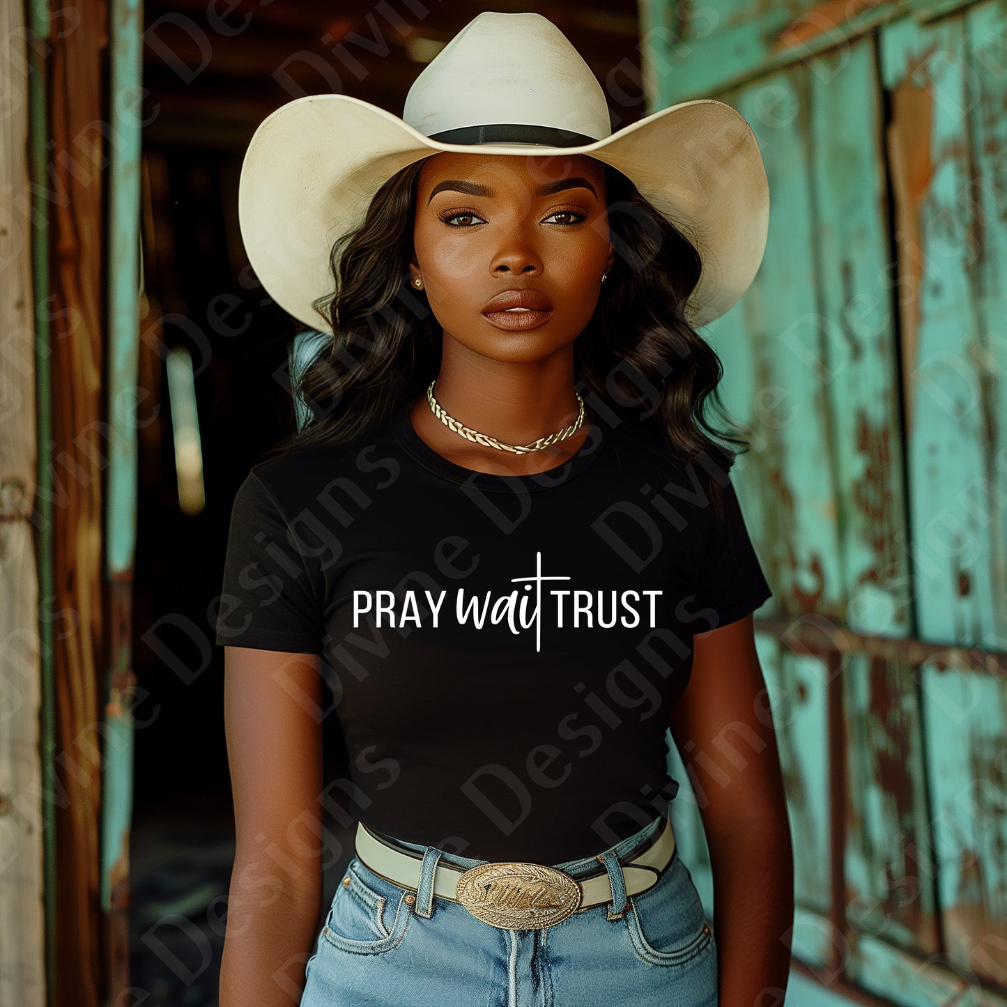 "Pray Wait Trust - Faith-Inspired T-Shirt"