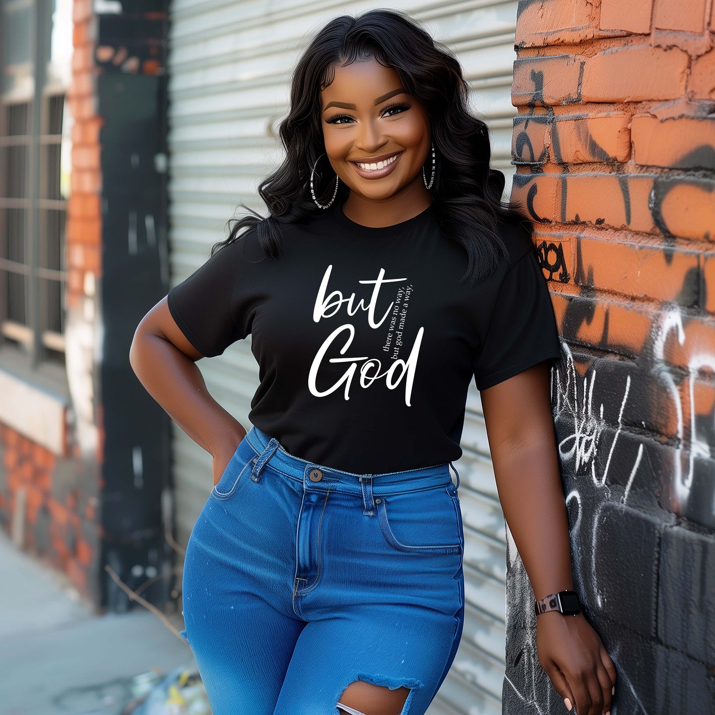 Stylish 'But God' Black Tee