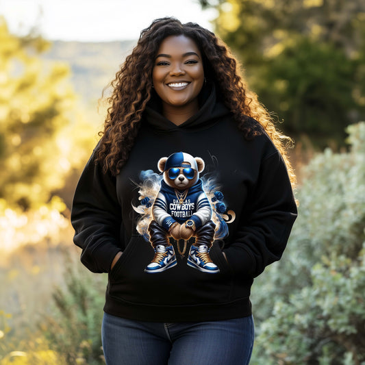 Black Dallas Cowboys T-Shirt with Luxe Teddy Bear Design