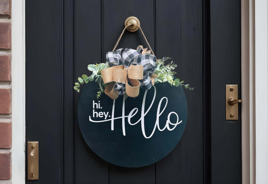 Hi Hey Hello Door Sign