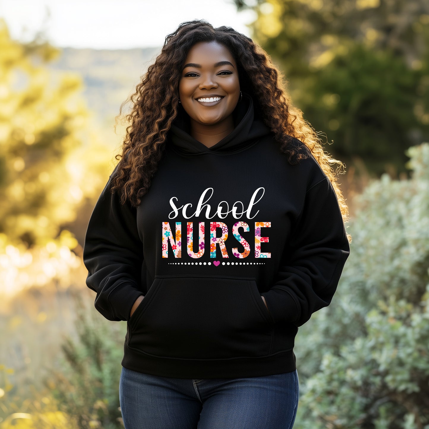 Floral School Nurse Hoodie