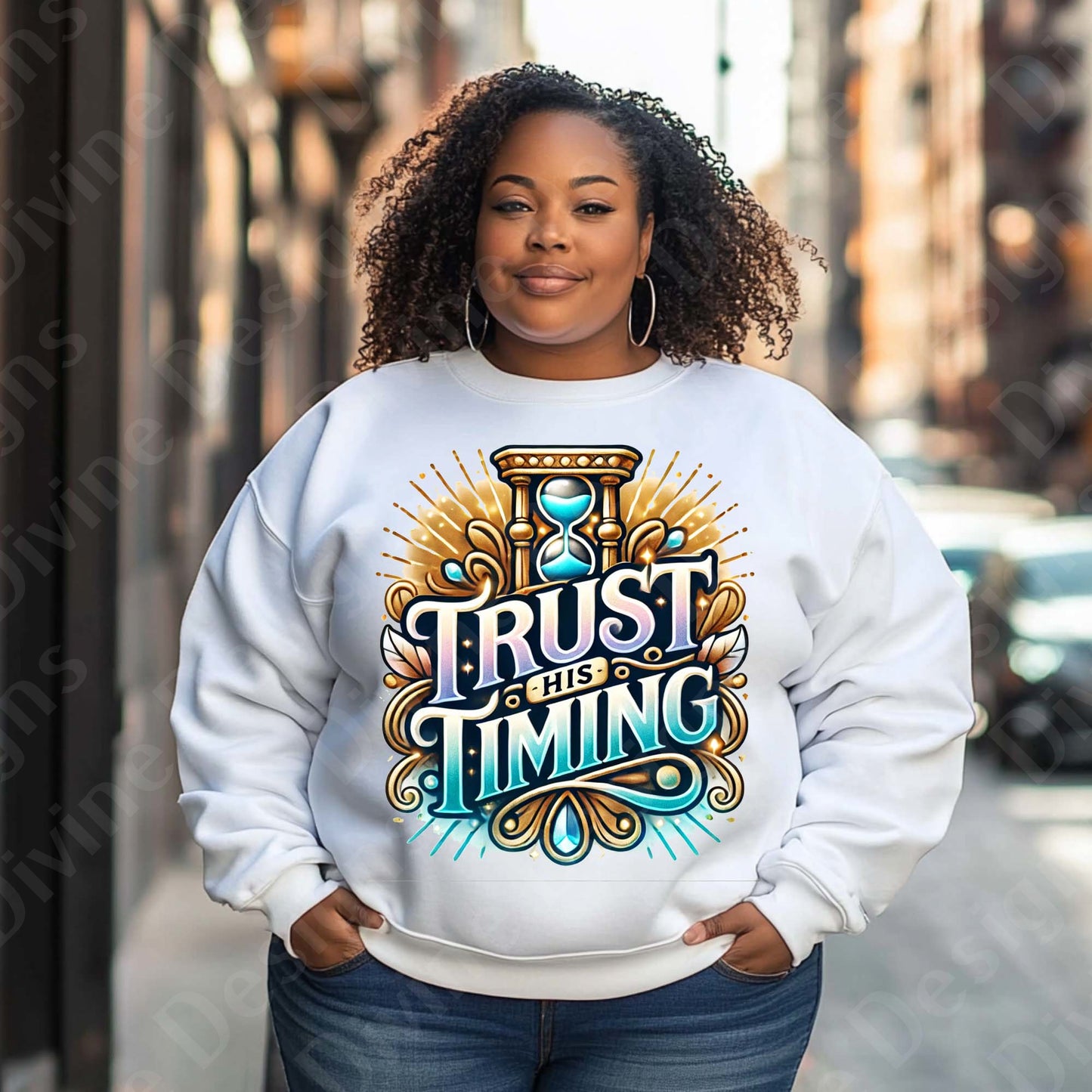 "Trust His Timing" Inspirational Hoodie