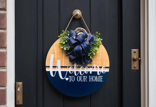 Welcome Striped Door Sign